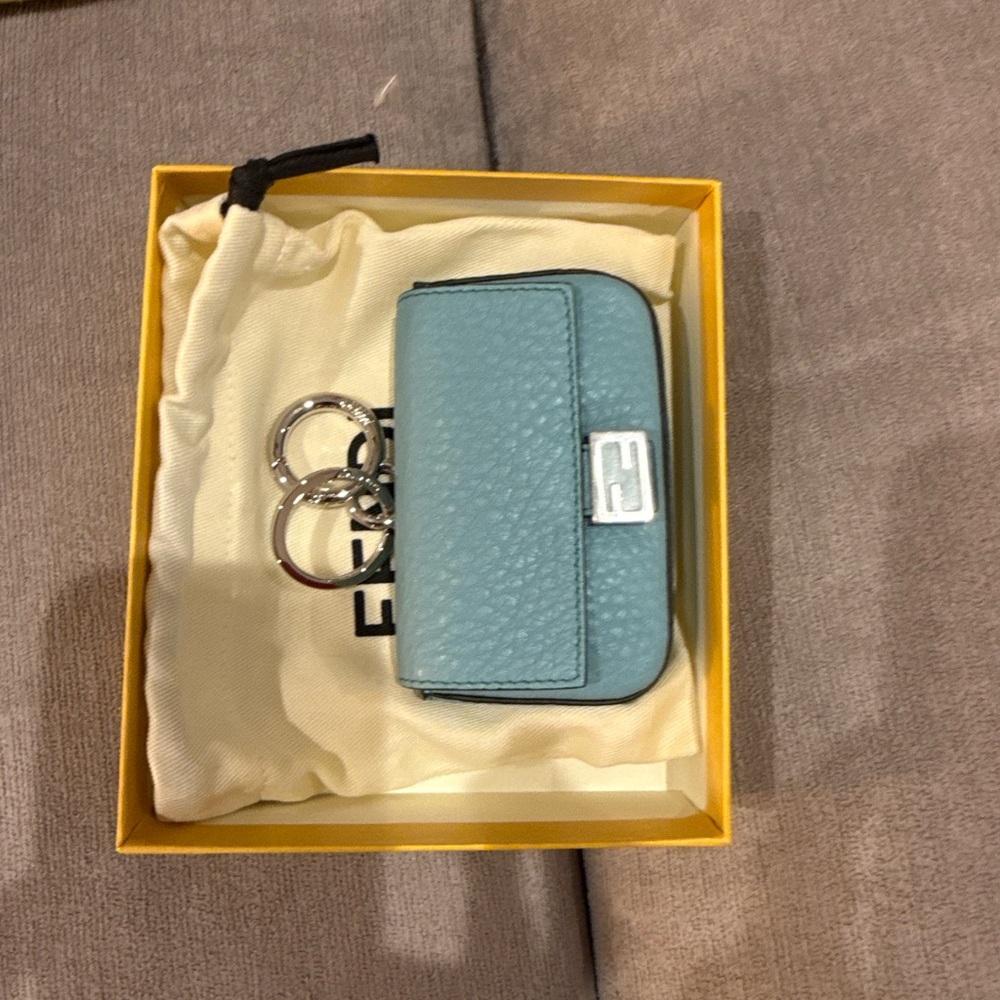 Fendi Light Blue Leather Key Case